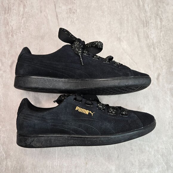 Puma Sneakers Sz 10 Black Suede Streetwear Normcore Lace Up Comfort Skate Shoes - Picture 5 of 10